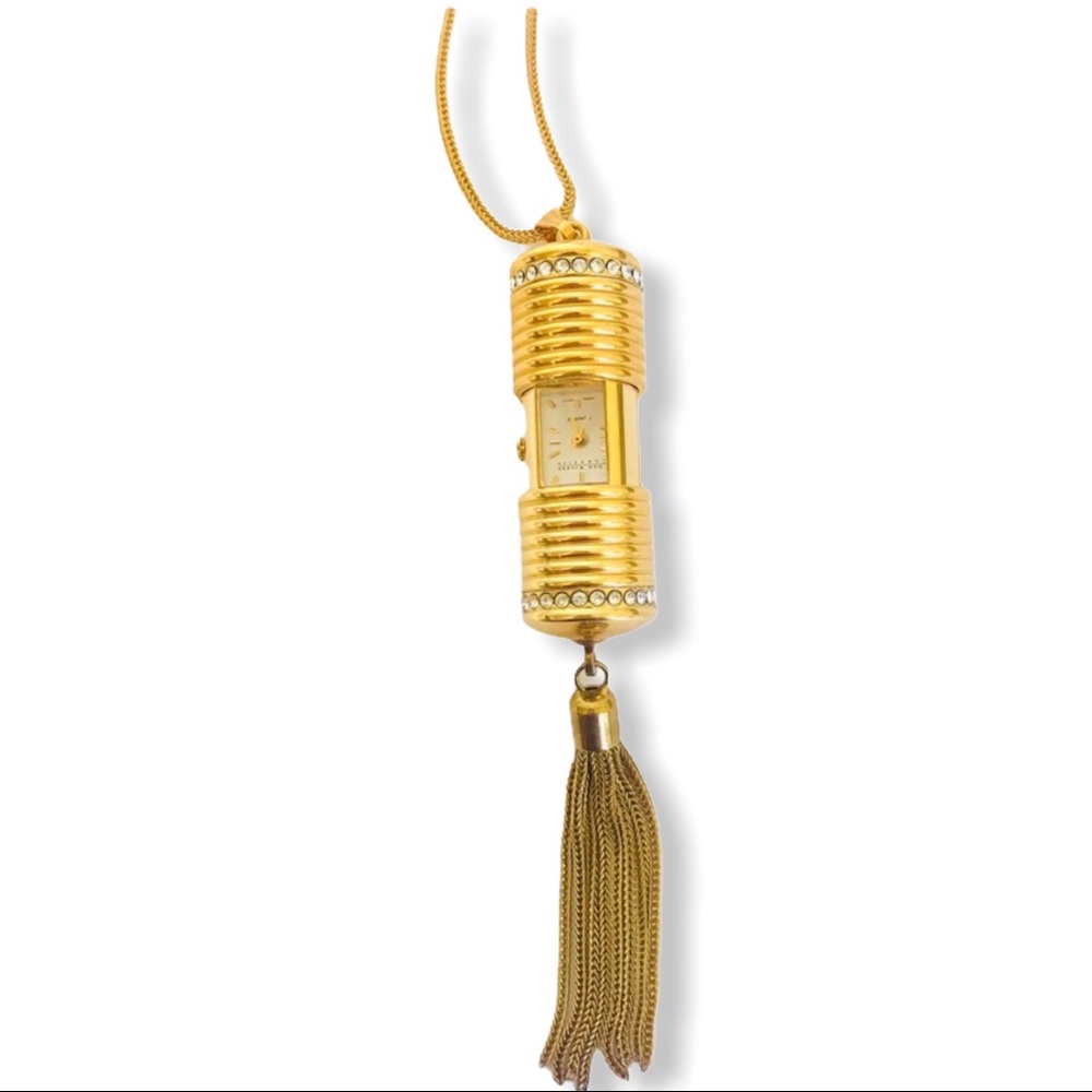 Joan Rivers Gold tone Tassel Chrystal Necklace